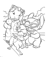A coloring page of lilo and stitch
